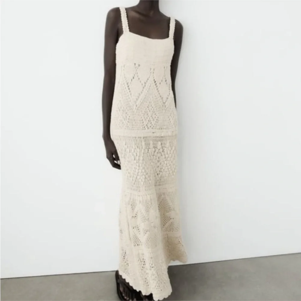Zara limited edition sequin crochet knit maxi dress - Picture 5 of 12